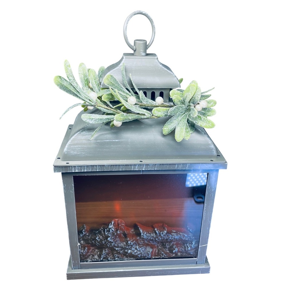 One Hundred 80 Degrees LED Fireplace Lantern Mistletoe Wreath Rustic Parts Only